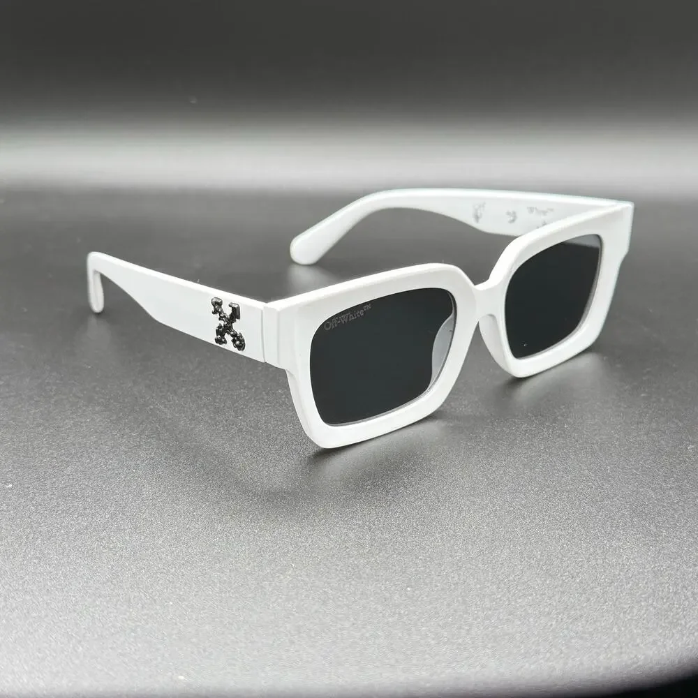 Off-White White Square Sunglasses Black Arrow Logo Unisex Box Pouch Cloth